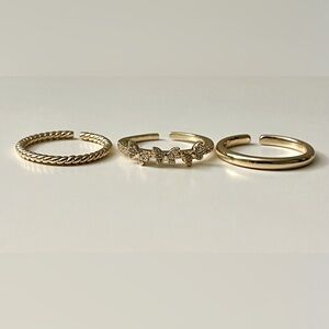 Elegant Gold-Tone Ring Set of 3